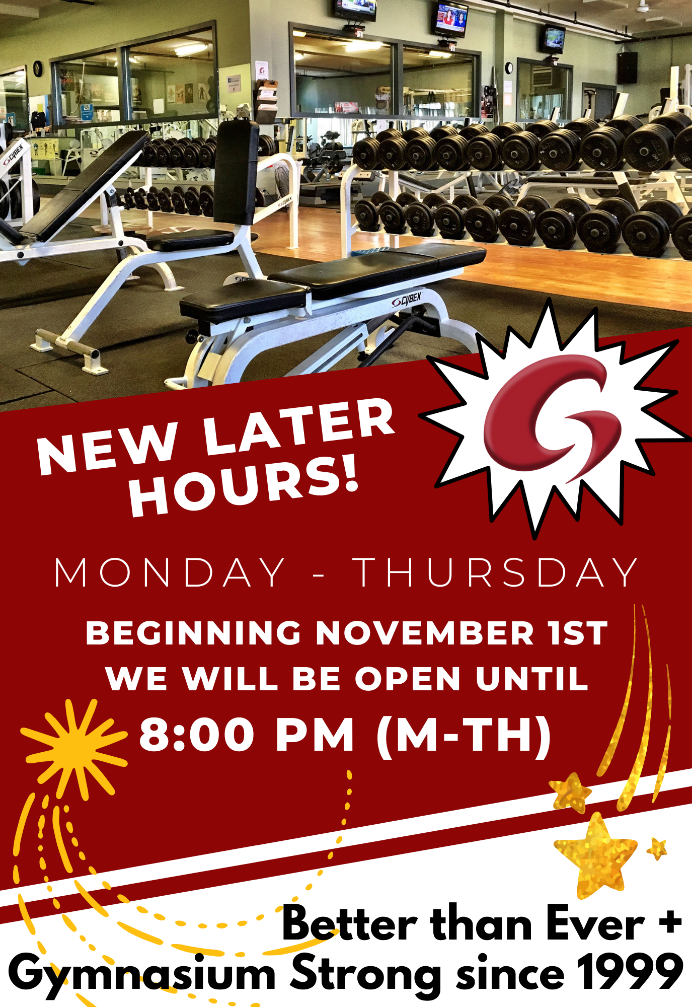 Gym Open Later Hours (11 x 16 in)